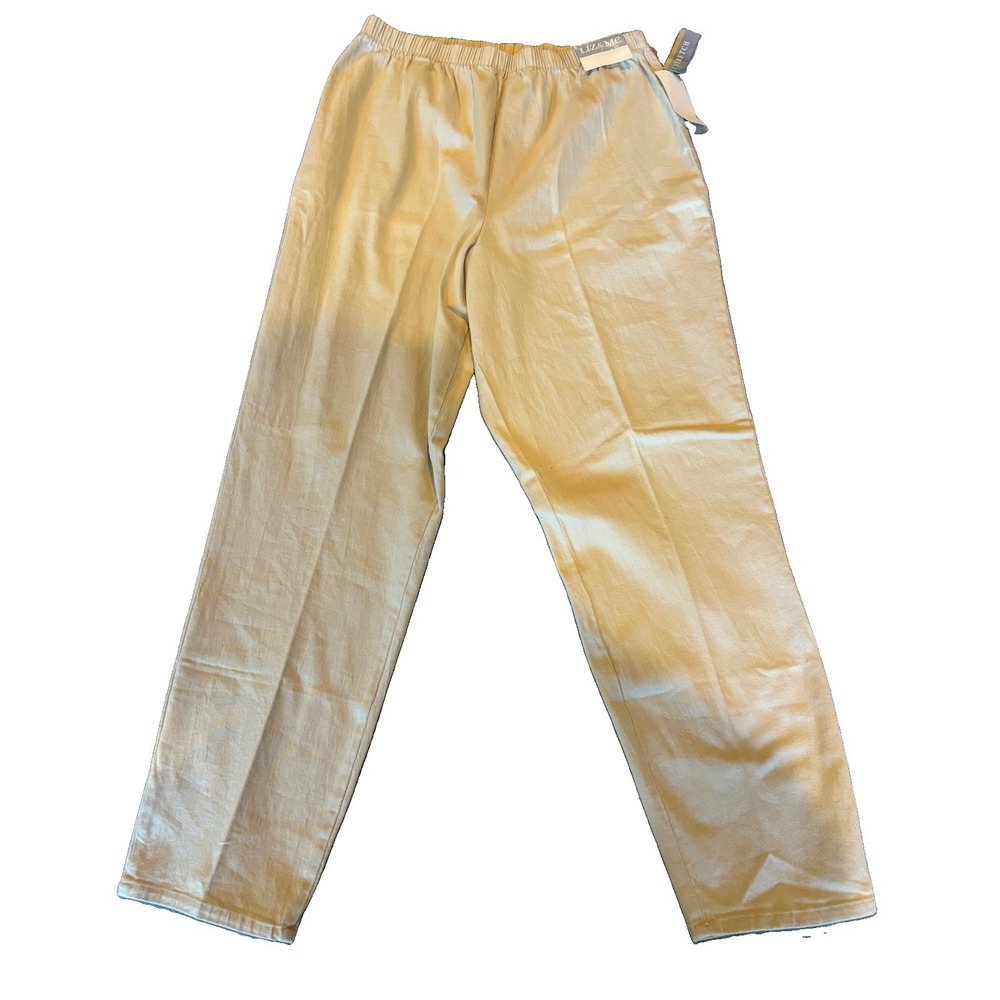 Liz & Me Women's 18W Pull On Stretch Pants Stone Beige Cotton Blend NWT 29"